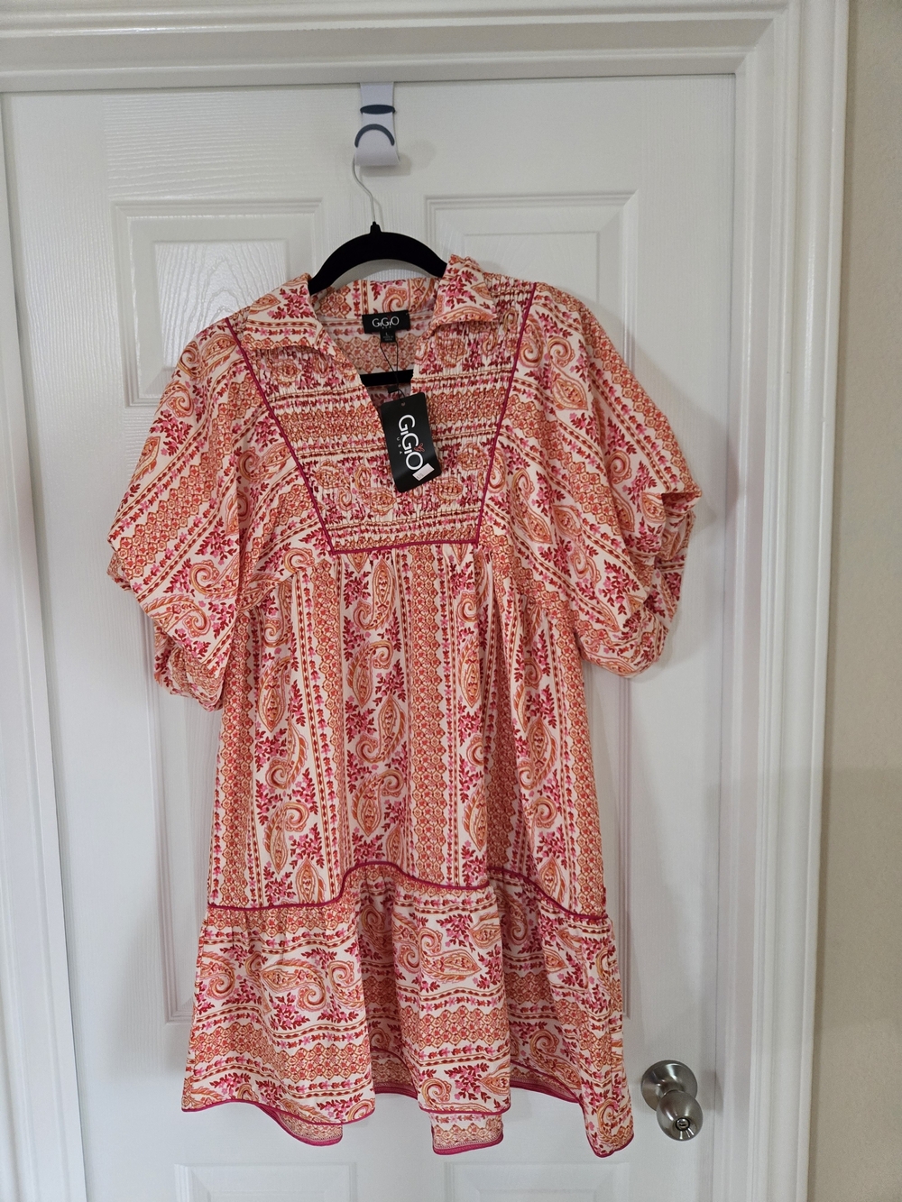 Pink Floral Short Puff-Sleeve Mini Dress - Picture 4 of 9